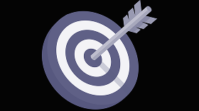 Icon of a target centered with an arrow, symbol of diagnostic accuracy